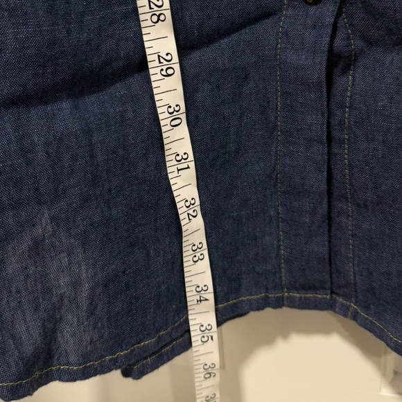 Flax 100% Linen Dark Chambray Long Sleeve Button Up Linen Shirtdress - Picture 10 of 10